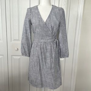 Old Navy Wrap Dress Blue White Stripe XS